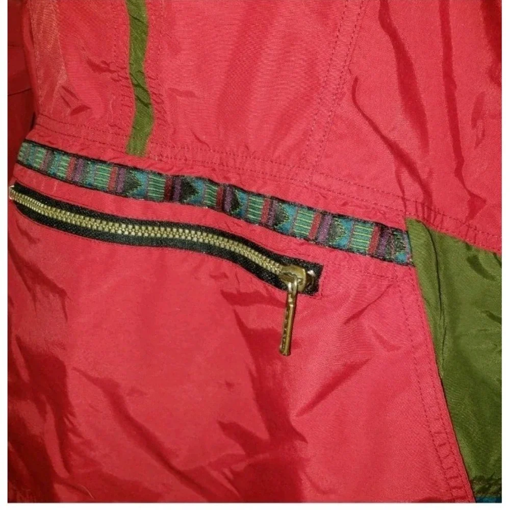 Vtg  LL Bean Anorak Windbreaker Pullover Hooded Jacket Aztec Wine Women's‎ M USA - Picture 4 of 7